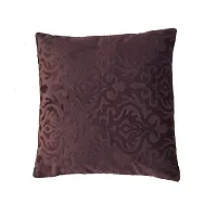 MSenterprise Cushion Covers Brown Brunt Emboss Velvet Cushion Cover Pack of 5(60x60 Cms Or 24x24 Inch)-thumb1