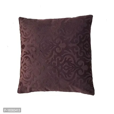 MSenterprise Cushion Covers Brown Brunt Emboss Velvet Cushion Cover Pack of 5(60x60 Cms Or 24x24 Inch)-thumb2