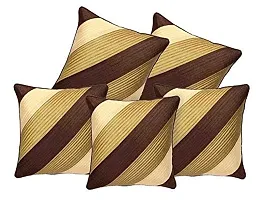 Decor Studioz Synthetic 150TC Cushion Covers, 16 x 20 inch, Brown, Gold, Set of 5-thumb3