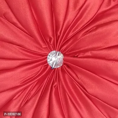 MSenterprises Silk Round Filled Cushion Cover Pillow (Size Standard, 40 x 40 cm) -(Set of 2) (Red Color), 240 GSM-thumb3
