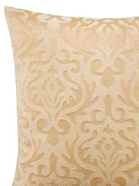 MSenterprises Beige Burnt Velvet Antique Designer Handmade Ambose Cushion Covers for Kids, Sofa, Home - Set of 5 (60 x 60 cm Or 24 x 24 Inches, Beige Golden)-thumb1