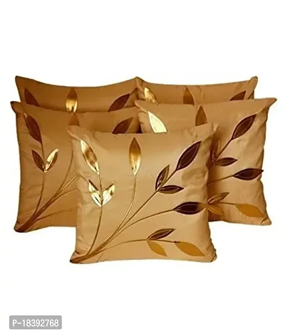 MSenterprise Cushion Covers Polyester Cushion Covers, Pack of 5(16x16 Inch) Gold