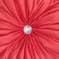 MSENTERPRISES Cushion Cover Round Filled Polyester Cushion Cover Satin (Size Standard, 40 x 40 cm) -(Set of 2) (Red Color)-thumb2
