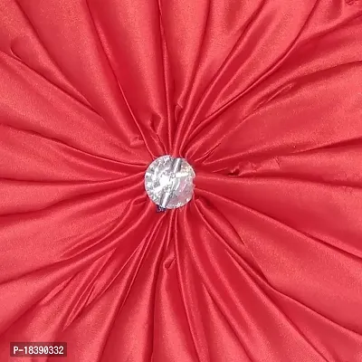 MSENTERPRISES Cushion Cover Round Filled Polyester Cushion Cover Satin (Size Standard, 40 x 40 cm) -(Set of 2) (Red Color)-thumb3