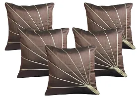 Royalina Brown and Red Rays Dupioni Cushion Covers-Buy 5 Get 5 Free-16X16-thumb1