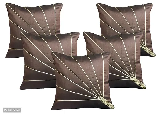 Royalina Brown and Red Rays Dupioni Cushion Covers-Buy 5 Get 5 Free-16X16-thumb2