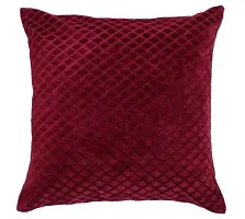 Cushion Covers Maroon Box Burnt Velvet Emboss Pillow Cover (40x40 Cms or 16x16 Inch) (Pack of 5)-thumb2