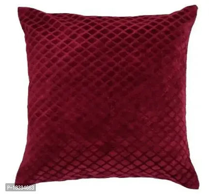 Cushion Covers Maroon Box Burnt Velvet Emboss Pillow Cover (40x40 Cms or 16x16 Inch) (Pack of 5)-thumb3