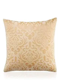 MSenterprises Beige Burnt Velvet Designer Handmade Ambose Cushion Covers-thumb1