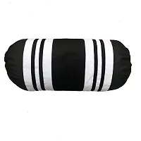 MSenterprise Cushion Covers Black  White Velvet Striped Bolster Covers Pack of 2 (40x80 Cms)-thumb1