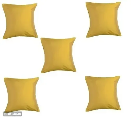 Trendz Plain Dupioni Silk Cushion Covers (12 X 12 , Yellow) - Set of 5