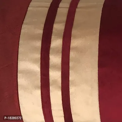 MSenterprises Velvet Striped Bolster Covers Pack of 2 (40x80 Cms) Maroon  Beige-thumb3