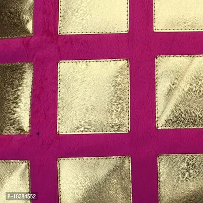 MSenterprise Cushion Cover Set of 5 Pink Rexin Geometric Velvet Cushion Covers 40X40 cm (16X16 Inch)-thumb2