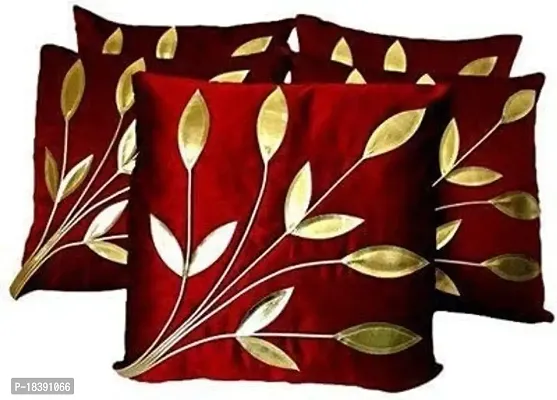 MSENTERPRISES Cushion Cover Polyester Cushion Covers, Pack of 5(16x16 Inch) Maroon