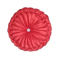 MSenterprises Silk Round Filled Cushion Cover Pillow (Size Standard, 40 x 40 cm) -(Set of 2) (Red Color), 240 GSM-thumb1