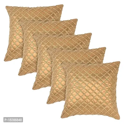 MSenterprises Polyester Cushion Covers (40x40 cm) - Set of 5,Golden