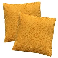 MSenterprises Cushion Cover Velvet for Sofa Bedroom Kids Room 24 x 24 Inches Throw Pillow Soft Cover Set of 5 Emboss Decorative Filler Cover for Hall Living Room (Golden)-thumb4