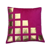 MSenterprise Cushion Covers Brown Velvet Rexin Geometric Pack of 5 (Pink)-thumb1