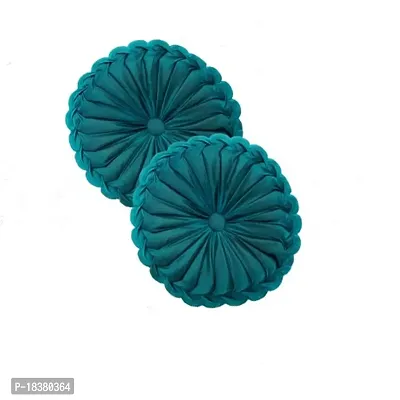 MSenterprises Polyester Round Cushion (40 x 40 cm, Blue) - Pack of 2