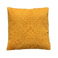 MSenterprises Cushion Cover Velvet for Sofa Bedroom Kids Room 24 x 24 Inches Throw Pillow Soft Cover Set of 5 Emboss Decorative Filler Cover for Hall Living Room (Golden)-thumb1