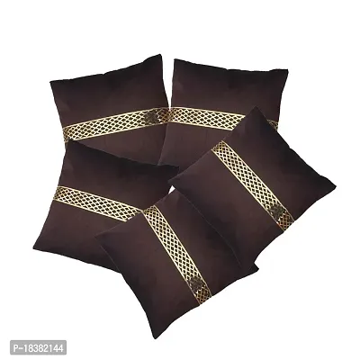 MSenterprise Cushion Covers Brown Leser Cutting Lese (Pack of 5-40 * 40cms)-thumb0