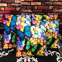 MSenterprise Cushion Covers r Multi-Color Butterfly On Stone Digital Print Silk Satin Pack of 5(40x40 Cms or 16x16 Inch)-thumb1