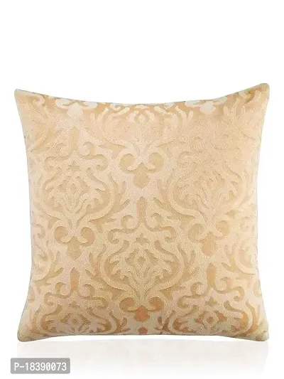 MSenterprises Cushion Cover Beige Burnt Velvet Designer Handmade Ambose Cushion Covers for Kids, Sofa, Home - Set of 5 (30 x 30 cm Or 12 x 12 Inches, Beige Golden)-thumb2