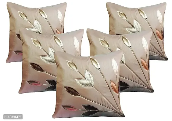 MSENTERPRISES Cushion Cover Polyester Cushion Covers, Pack of 5(16x16 Inch) Beige