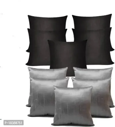 MSenterprises Cushion Cover Black and Silver Plain 16 * 16 Pack of 10