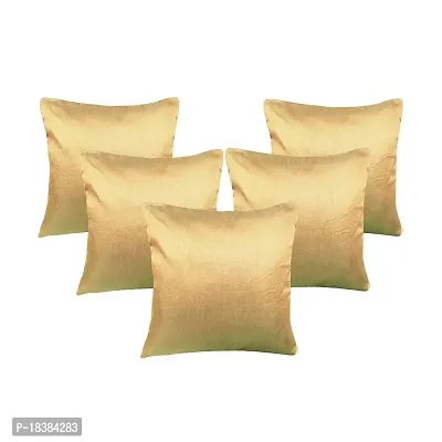 MSenterprise Cushion Covers Set of 5 Beige Plain Polyester 60X60 cm (24 X 24 Inch)