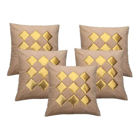 MSenterprises Velvet Geometrical Shapes Digital Handmade Print Stitched Cushion Covers - Set of 5 Variation