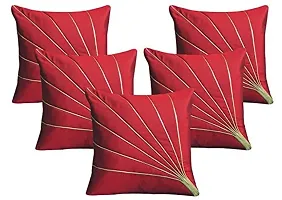 Royalina Brown and Red Rays Dupioni Cushion Covers-Buy 5 Get 5 Free-16X16-thumb3