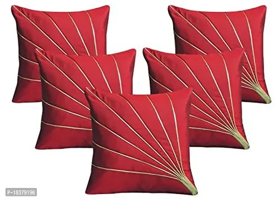 Royalina Brown and Red Rays Dupioni Cushion Covers-Buy 5 Get 5 Free-16X16-thumb4