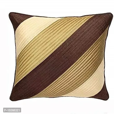 Cushion Cover Dupion Silk Daigonal Quilted for Sofa Bedroom Kids Room 18 x 18 Inches Throw/Pillow Soft Cover Set of 5 Decorative Filler Cover for Hall Living Room (Brown, Gold)-thumb3