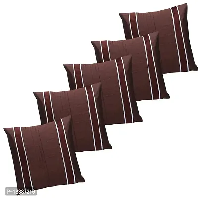 MSenterprises Cushion Cover Brown Straight Quilted Velvet Patti Cushion Covers Pack of 5(40 x 40 Cms Or 16x16 Inch)-thumb0