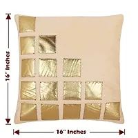 MSENTERPRISES Cushion Cover Set of 5 Pink Rexin Geometric Velvet Cushion Covers 40X40 cm (16X16 Inch) (Beige)-thumb2