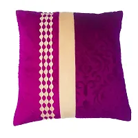 MSenterprises Cushion Cover Purple Burnt Ambose Velvet Patti Cushion Covers Pack of 5(40 x 40 Cms Or 16x16 Inch)-thumb1