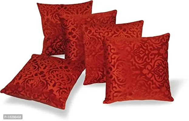MSenterprises Cushion Cover Rust Or Peach Burnt Velvet Emboss Pack of 5 (24x24 Inch Or 60x60 cm) (Rust)