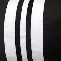 MSenterprises Velvet Striped Bolster Covers Pack of 2 (40x80 Cms) Black  White-thumb2