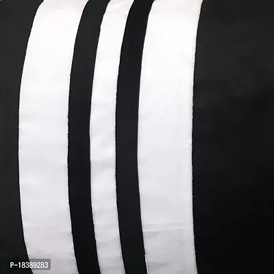 MSenterprises Velvet Striped Bolster Covers Pack of 2 (40x80 Cms) Black  White-thumb3