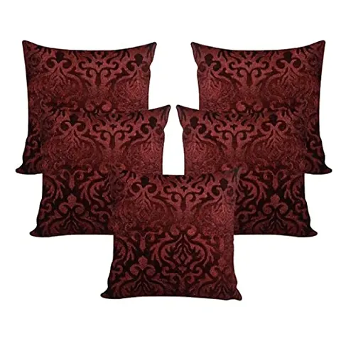 MSenterprises Velvet Burnt Ambose Cushion Covers - Pack of 5 (16x16 Inch) Variation