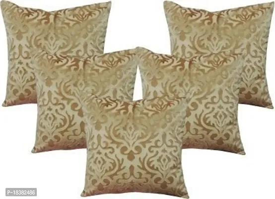 MSenterprise Cushion Covers Beige Emboss Velvet 40x40 CMS (Pack of 5)