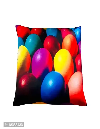 MSenterprise Cushion Covers a Multi-Color Egg Digital Print Silk Satin Pack of 5(40x40 Cms or 16x16 Inch)-thumb4