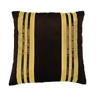 MSenterprises Cushion Cover Brown Plain Velvet Ribben Patti Cushion Covers Pack of 5(40 x 40 Cms Or 16x16 Inch)-thumb2