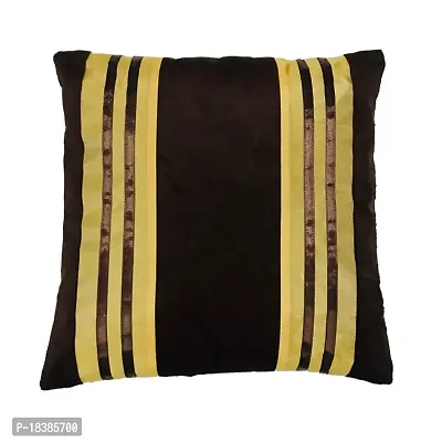 MSenterprises Cushion Cover Brown Plain Velvet Ribben Patti Cushion Covers Pack of 5(40 x 40 Cms Or 16x16 Inch)-thumb3