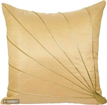 Cushion Cover Beige Golden Striped Polyester for Sofa Bedroom Kids Room 16 x 16 Inches Throw Pillow Soft Cover Set of 5 Emboss Decorative filler cover for Hall Living Room (Beige Golden)-thumb2