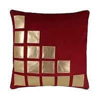 MSenterprise Cushion Covers Maroon Geometric Box Rexin Velvet Pack of 5(40x40 Cms Or 16x16 Inch)-thumb2