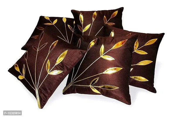 MSenterprises Polyester Cushion Covers , 18 x 18 Inch, Brown, Pack of 5
