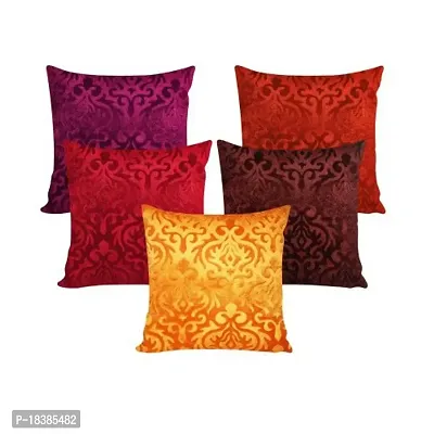 MSenterprises Cushion Covers Multi-Color Burnt Velvet Emboss Pack of 5 (24x24 Inch Or 60x60 cm) (Multi-Color)-thumb0