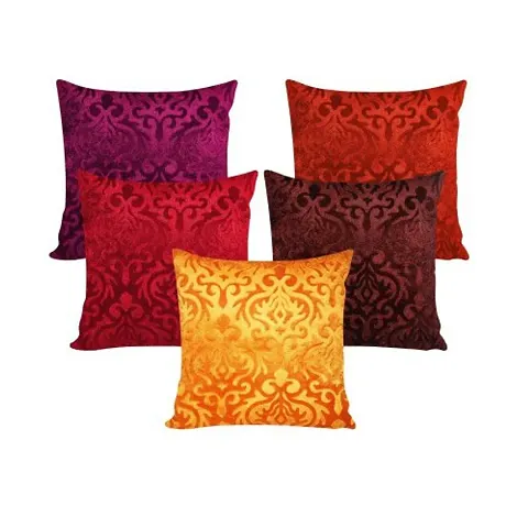 MSenterprises Burnt Velvet Ambose Cushion Covers Pack of 5 (24x24 Inch Or 60x60 cm)